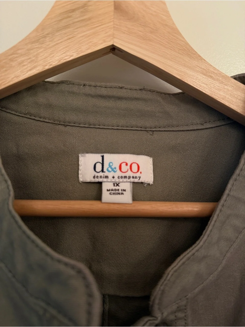 d&co Olive Collarless Jean Jacket for Women